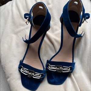 Elegant Blue Velvet Women's Heels